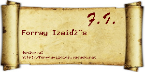Forray Izaiás névjegykártya